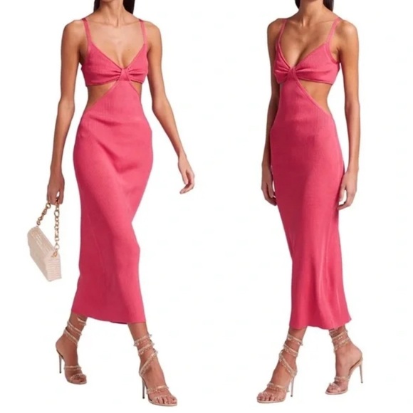 NWT cult gaia Revolve Serita Cut-Out MIDI Cocktail Bodycon Dress In Blossom Sz S - Picture 4 of 16